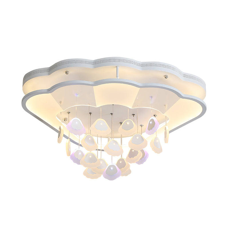 Modern Shell Shaped Ceiling Lamp Acrylic LED Semi Flush Ceiling Light in White for Kid Bedroom Clearhalo 'Ceiling Lights' 'Close To Ceiling Lights' 'Close to ceiling' 'Flush mount' Lighting' 197422