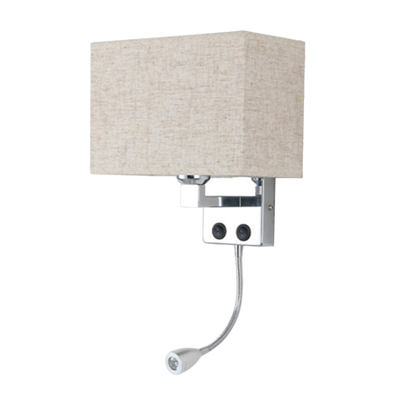 Fabric Rectangular Spotlight Wall Lamp Nordic 1-Light Black/Flaxen/Beige Wall Mounted Lighting Fixture Clearhalo 'Cast Iron' 'Glass' 'Industrial' 'Modern wall lights' 'Modern' 'Tiffany' 'Traditional wall lights' 'Wall Lamps & Sconces' 'Wall Lights' Lighting' 1982619