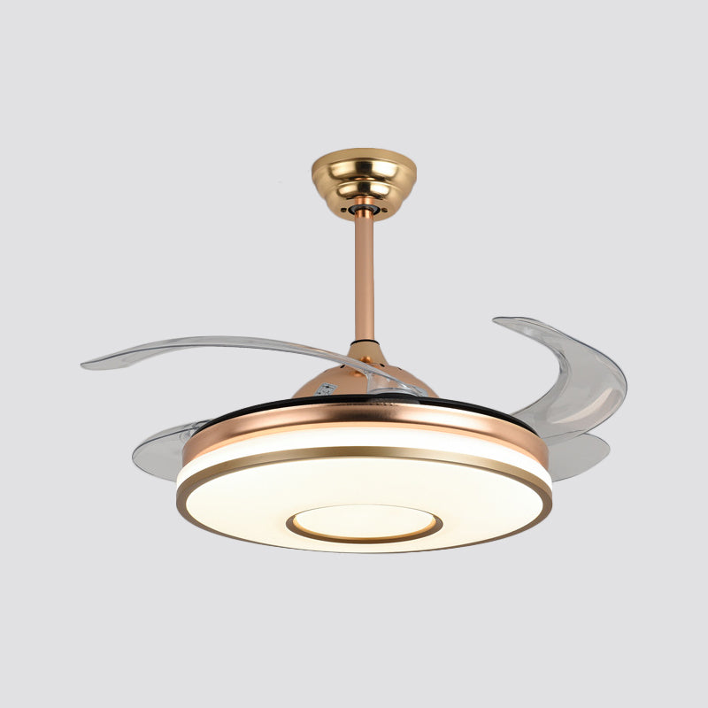 20" Wide Circle Pendant Fan Lamp Modern Acrylic Living Room LED Semi Flush with 4 Blades Clearhalo 'Ceiling Fans with Lights' 'Ceiling Fans' 'Modern Ceiling Fans' 'Modern' Lighting' 1983416