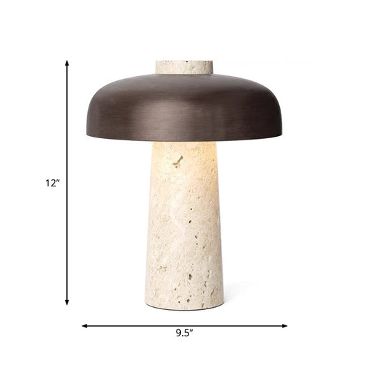 Minimalist Mushroom Shaped Nightstand Light Stone 1 Head Bedroom Table Lamp in Black and Beige Clearhalo 'Lamps' 'Table Lamps' Lighting' 1983782