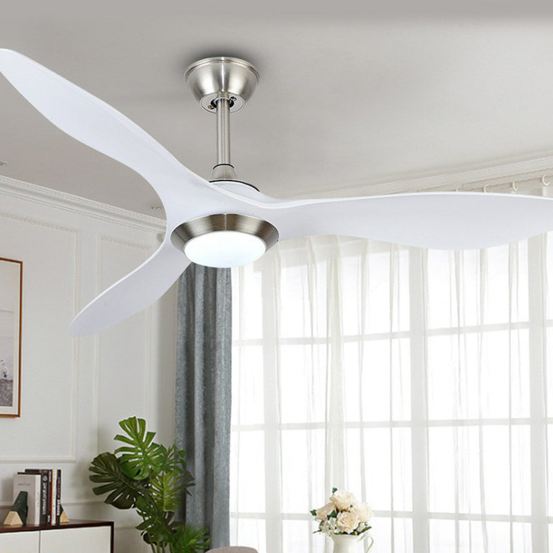 Bowl Metallic 3-Blade Semi Flush Light Fixture Classic LED Bedroom Ceiling Fan Lamp in White, 48" Wide Clearhalo 'Ceiling Fans with Lights' 'Ceiling Fans' Lighting' 1984352