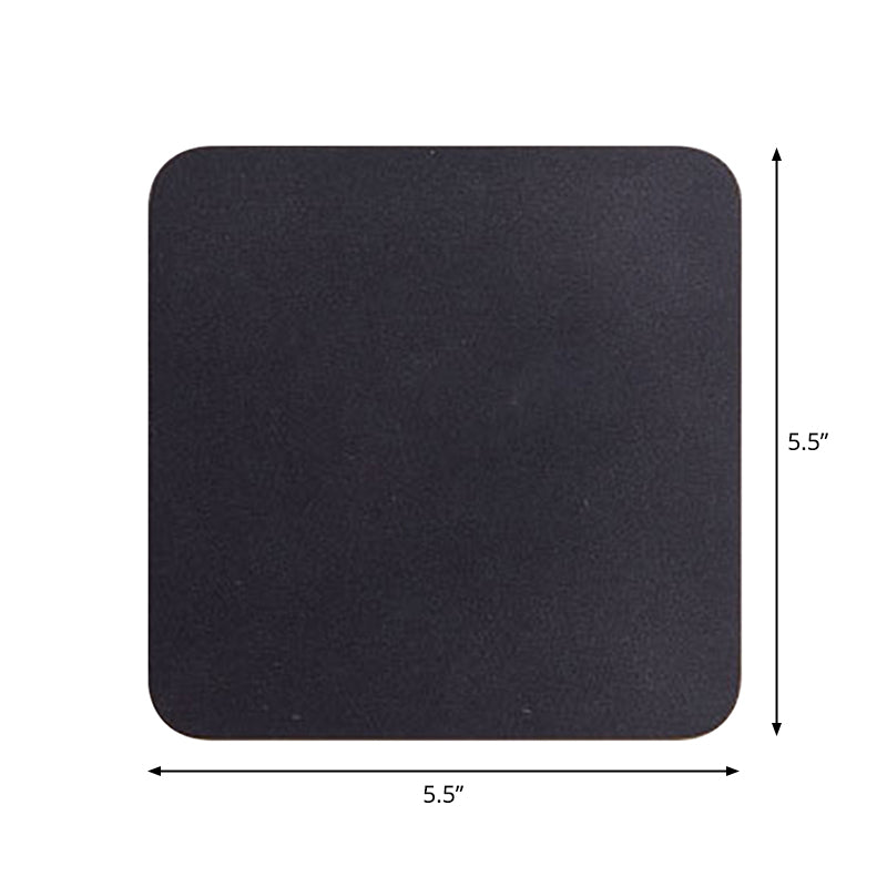 Round/Square Flush Mount Wall Lamp Minimalist Aluminum Hallway LED Sconce Light in Black Clearhalo 'Cast Iron' 'Glass' 'Industrial' 'Modern wall lights' 'Modern' 'Tiffany' 'Traditional wall lights' 'Wall Lamps & Sconces' 'Wall Lights' Lighting' 1985355