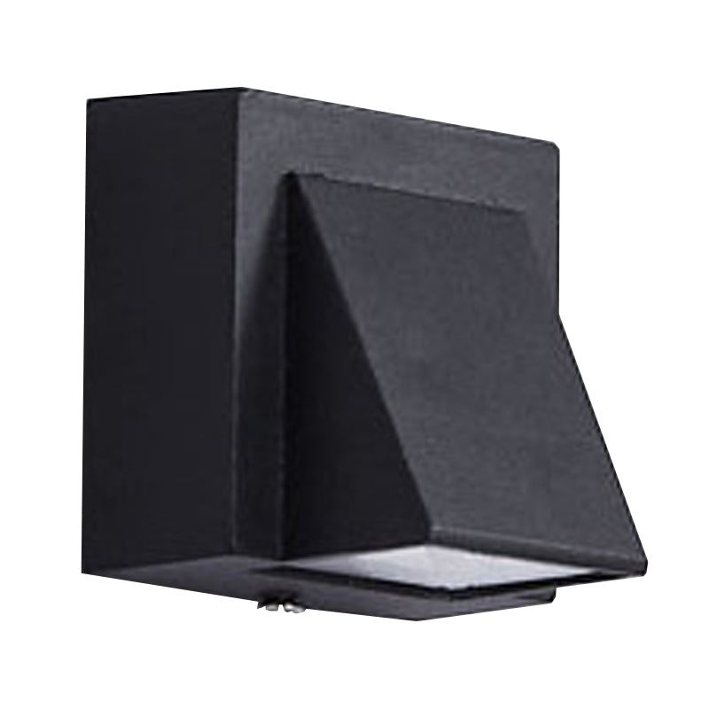 Modern 1/2-Light LED Outdoor Wall Mount Black Triangle/Cylinder/Rectangle Sconce Light with Metal Shade Clearhalo 'Cast Iron' 'Glass' 'Industrial' 'Modern wall lights' 'Modern' 'Tiffany' 'Traditional wall lights' 'Wall Lamps & Sconces' 'Wall Lights' Lighting' 1985480