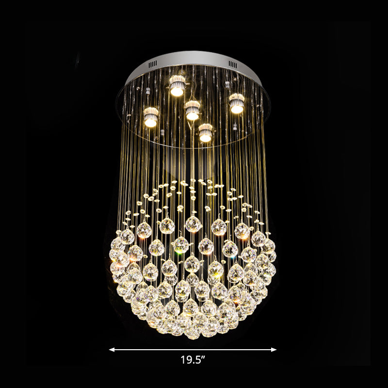 Sphere Flush Mount Ceiling Light Contemporary Crystal Orb 5-Light Living Room Flushmount in Stainless Steel Clearhalo 'Ceiling Lights' 'Close To Ceiling Lights' 'Close to ceiling' 'Flush mount' Lighting' 1986455