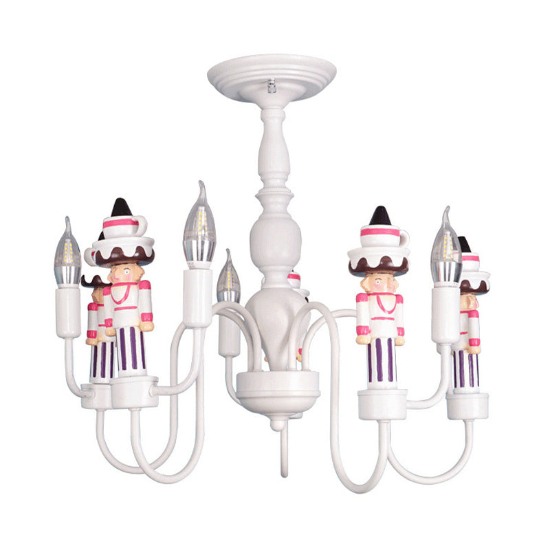 Child Bedroom Solider Hanging Ceiling Lamp with Candle Iron Modern White Hanging Chandelier Clearhalo 'Ceiling Lights' 'Chandeliers' Lighting' options 199703