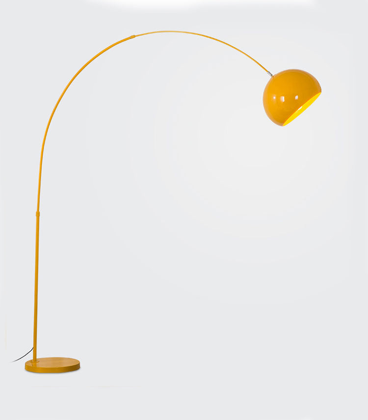 Fishing Rod Standing Floor Light Macaron Metal 1-Bulb Living Room Floor Lamp  with Waveform-Edge Shade - Clearhalo