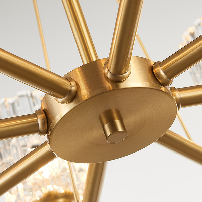 3/6/8-Light Hand-Blown Textured Glass Chandelier Postmodern Brass Cylinder Dining Room Hanging Ceiling Light Clearhalo 'Ceiling Lights' 'Chandeliers' 'Modern Chandeliers' 'Modern' Lighting' 2010684