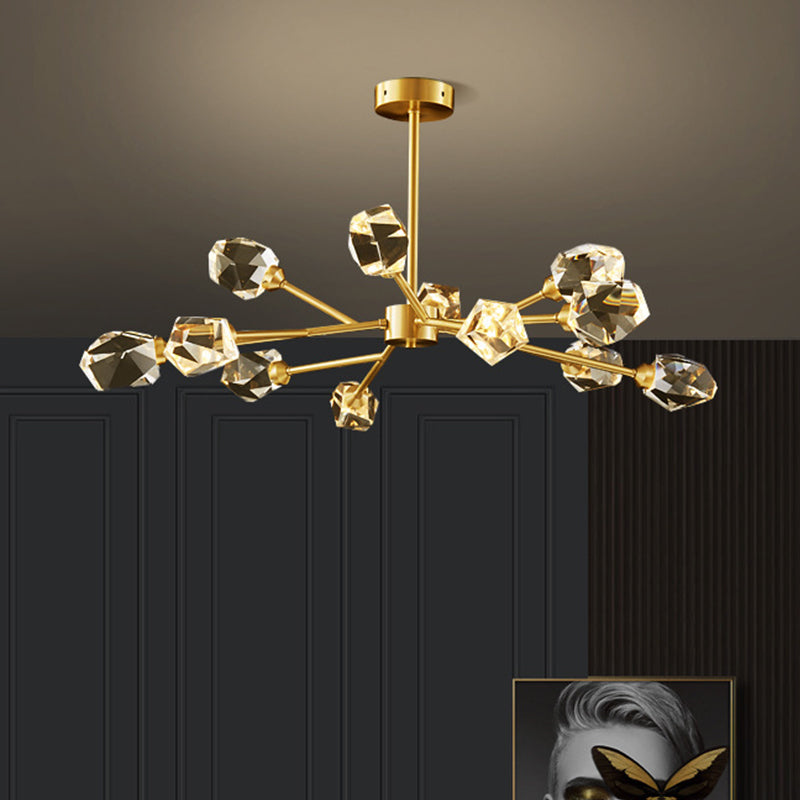 K9 Crystal Gem Chandelier Post-Modern 6/9/18-Head Living Room Ceiling Suspension Lamp in Gold Clearhalo 'Ceiling Lights' 'Chandeliers' 'Modern Chandeliers' 'Modern' Lighting' 2010768