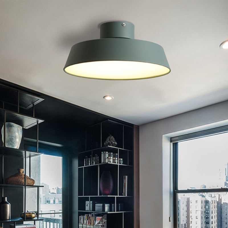 Dining Room LED Semi Flush Light Simplicity Metal Ceiling Lighting with Barn Acrylic Shade Clearhalo 'Ceiling Lights' 'Close To Ceiling Lights' 'Close to ceiling' 'Semi-flushmount' Lighting' 2010914