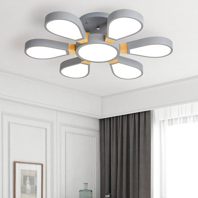 Acrylic Flower Semi Flush Light Fixture Modern Ceiling Lamp for Living Room 9 Grey Clearhalo 'Ceiling Lights' 'Close To Ceiling Lights' 'Close to ceiling' 'Semi-flushmount' Lighting' 2011110