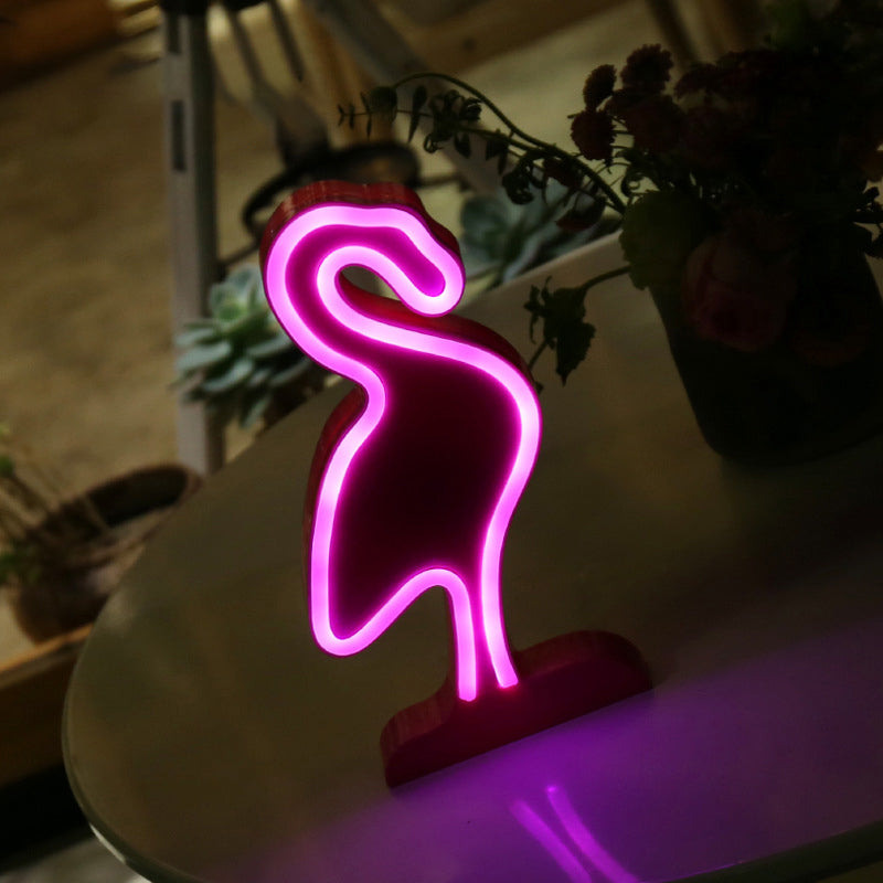 Flamingo Wall Night Lighting Minimalist Plastic LED Bedroom Nightstand Lamp in White Clearhalo 'Modern wall lights' 'Modern' 'Night Lights' 'Wall Lights' Lighting' 2011574