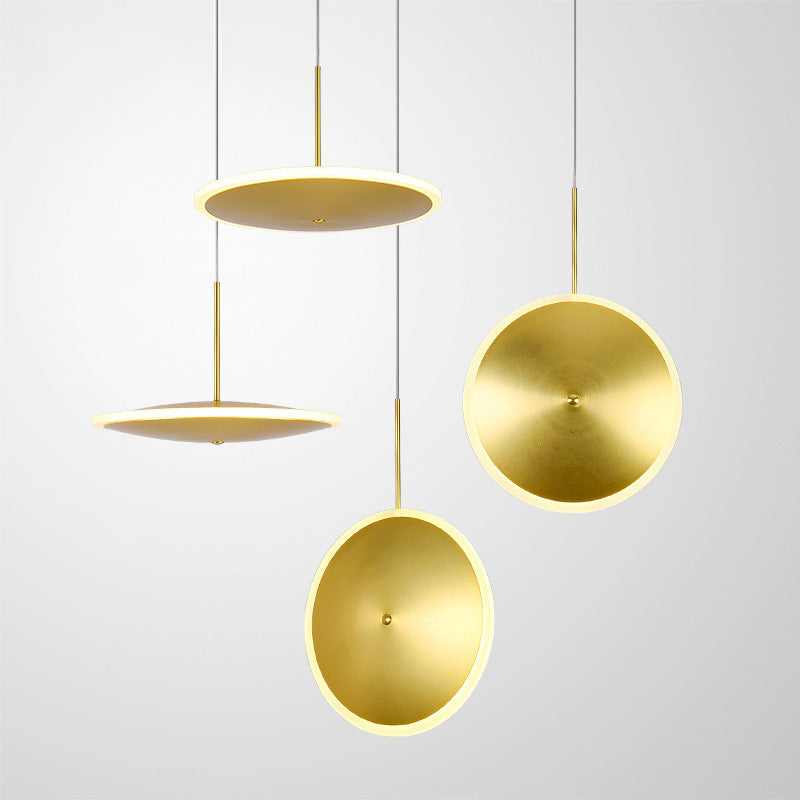 LED Bedside Pendulum Light Modern Brass Down Lighting with Saucer Aluminum Shade Clearhalo 'Ceiling Lights' 'Modern Pendants' 'Modern' 'Pendant Lights' 'Pendants' Lighting' 2011668