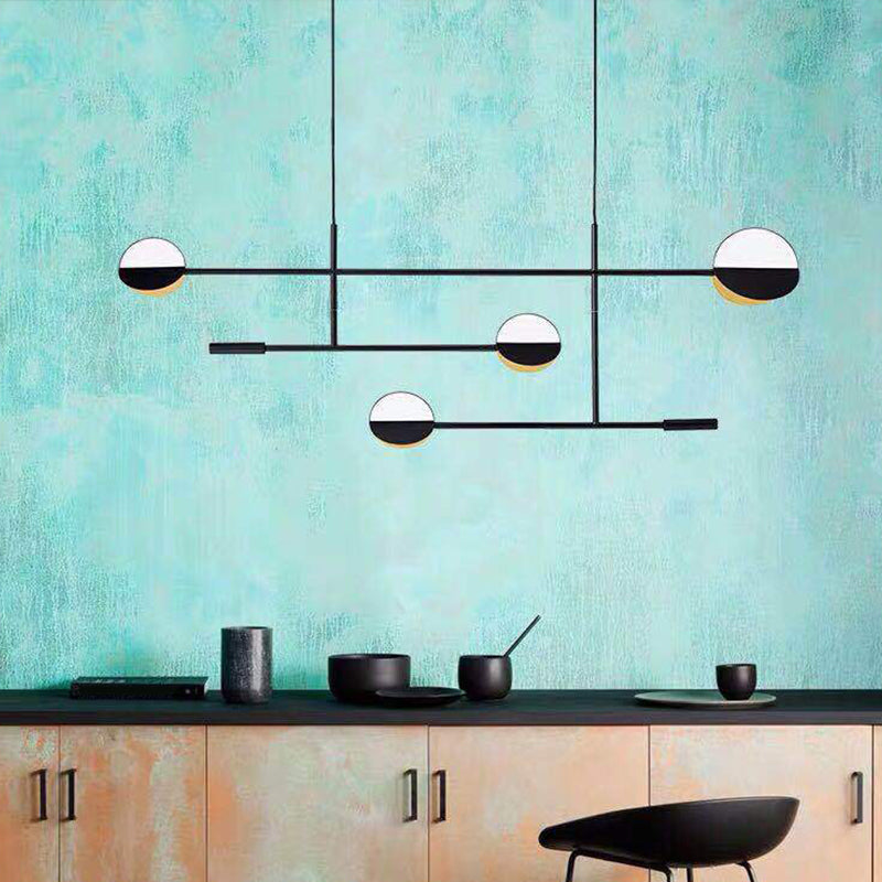 Metal Disc Island Lighting Contemporary 4 Bulbs Black Finish Pendant Light Fixture Clearhalo 'Ceiling Lights' 'Island Lights' Lighting' 2011746