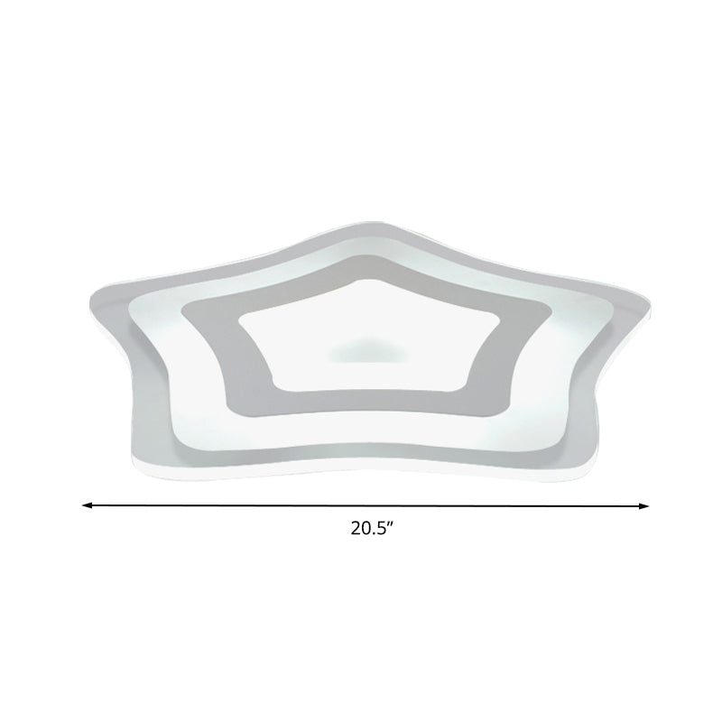 Acrylic Slim Panel Star Ceiling Lamp Contemporary LED Flush Ceiling Light in White for Hotel Clearhalo 'Ceiling Lights' 'Close To Ceiling Lights' 'Close to ceiling' 'Flush mount' Lighting' 201425