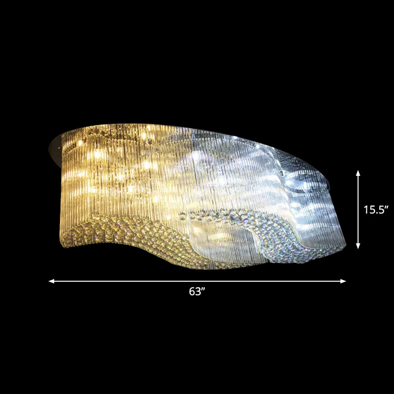 Crystal Scroll Flush Mount Ceiling Fixture Modern Hotel Small/Medium/Large LED Flush-Mount Light in Stainless Steel Clearhalo 'Ceiling Lights' 'Close To Ceiling Lights' 'Close to ceiling' 'Flush mount' Lighting' 2015382