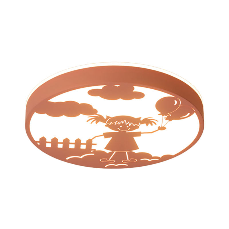 Round Baby Bedroom Flush Mount Light with Girl Deco Metal Macaron Loft Ceiling Lamp Clearhalo 'Ceiling Lights' 'Close To Ceiling Lights' 'Close to ceiling' 'Flush mount' Lighting' 201585