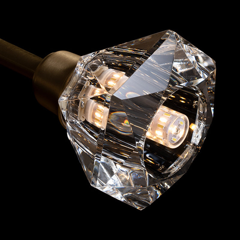 Branching Flower Crystal Ceiling Light Post-Modern 6/12/15 Heads Bedroom Hanging Chandelier in Brass Clearhalo 'Ceiling Lights' 'Chandeliers' 'Modern Chandeliers' 'Modern' Lighting' 2017478