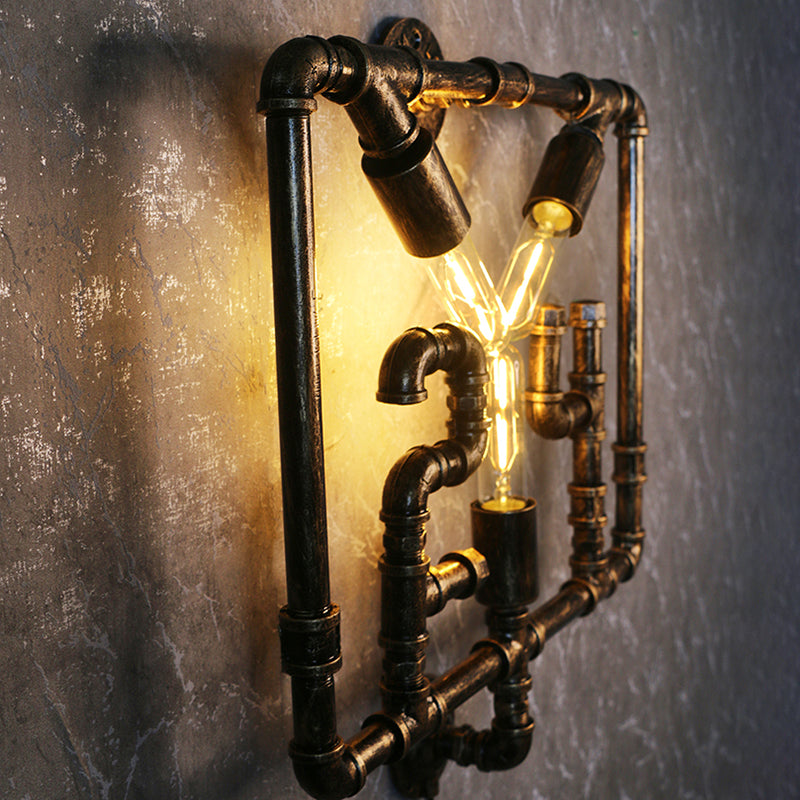 3 Bulbs Wall Mount Light Warehouse Square Frame Metal Wall Lighting Fixture Clearhalo 'Art deco wall lights' 'Cast Iron' 'Glass' 'Industrial wall lights' 'Industrial' 'Middle century wall lights' 'Modern' 'Rustic wall lights' 'Tiffany' 'Traditional wall lights' 'Wall Lamps & Sconces' 'Wall Lights' Lighting' 2018557