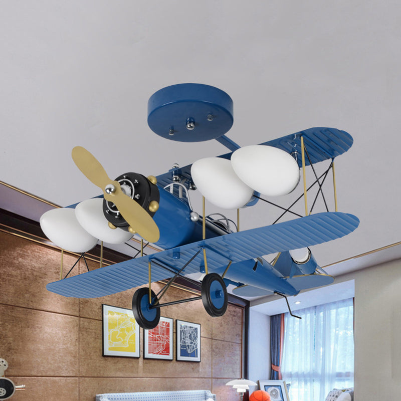 Modern Vivid Airplane Chandelier 4 Lights Metallic Suspension Light for Corridor Living Room Clearhalo 'Ceiling Lights' 'Chandeliers' 'Glass shade' 'Glass' Lighting' 201921