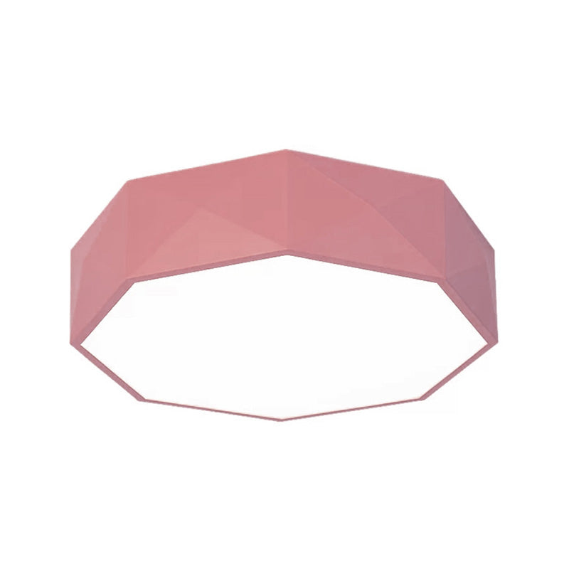 16"/20" Dia Pink/Yellow/Blue/Green Hexagon Ceiling Light Macaron Acrylic LED Flush Mount Light in Third Gear/Warm/White Light for Girls Bedroom Clearhalo 'Ceiling Lights' 'Close To Ceiling Lights' 'Close to ceiling' 'Flush mount' Lighting' 202095