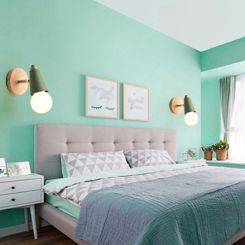 Exposed Bulb Wall Lamp Modern Style 1 Head Metallic Wall Light Sconce with Conical Socket Green Clearhalo 'Modern wall lights' 'Modern' 'Wall Lamps & Sconces' 'Wall Lights' Lighting' 2024512