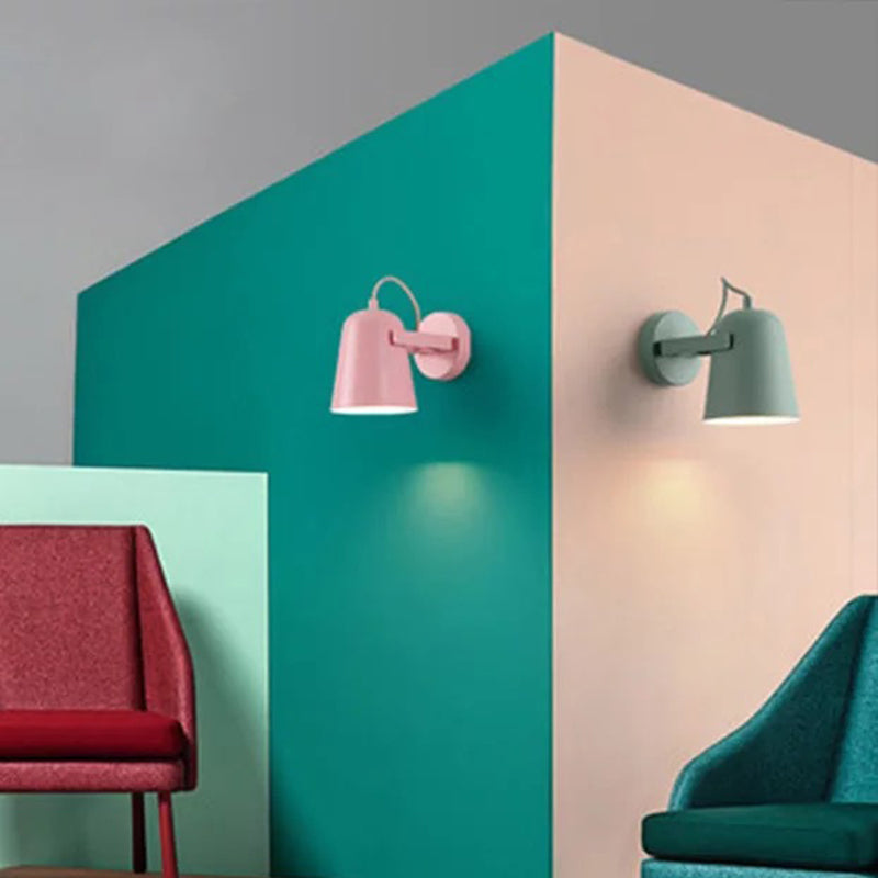 Nordic 1-Light Wall Sconce Bell Rotatable Wall Mount Light Fixture with Iron Shade for Living Room Clearhalo 'Cast Iron' 'Glass' 'Industrial' 'Modern wall lights' 'Modern' 'Tiffany' 'Traditional wall lights' 'Wall Lamps & Sconces' 'Wall Lights' Lighting' 2024517