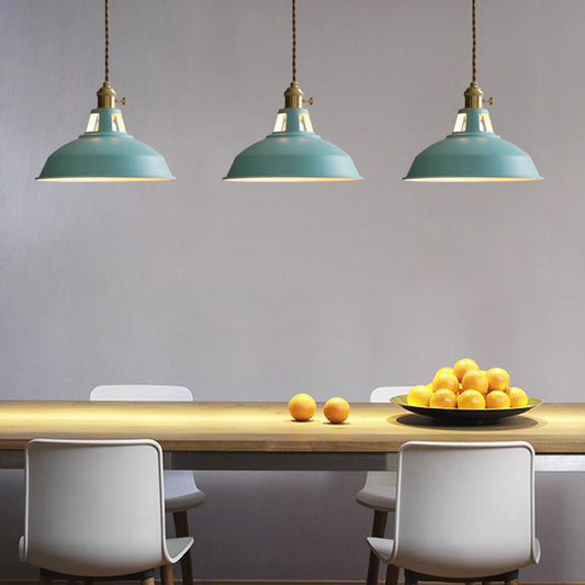 Factory Barn Ceiling Pendant 1-Light Metal Hanging Light Fixture for Dining Room Green Clearhalo 'Art Deco Pendants' 'Cast Iron' 'Ceiling Lights' 'Ceramic' 'Crystal' 'Industrial Pendants' 'Industrial' 'Metal' 'Middle Century Pendants' 'Pendant Lights' 'Pendants' 'Tiffany' Lighting' 2024729