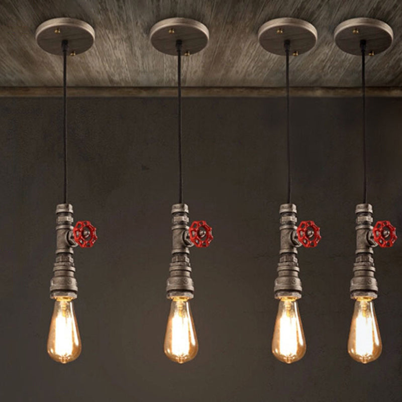 View of Antique Exposed Bulb Pendant Light Light Vintage Industrial Silver