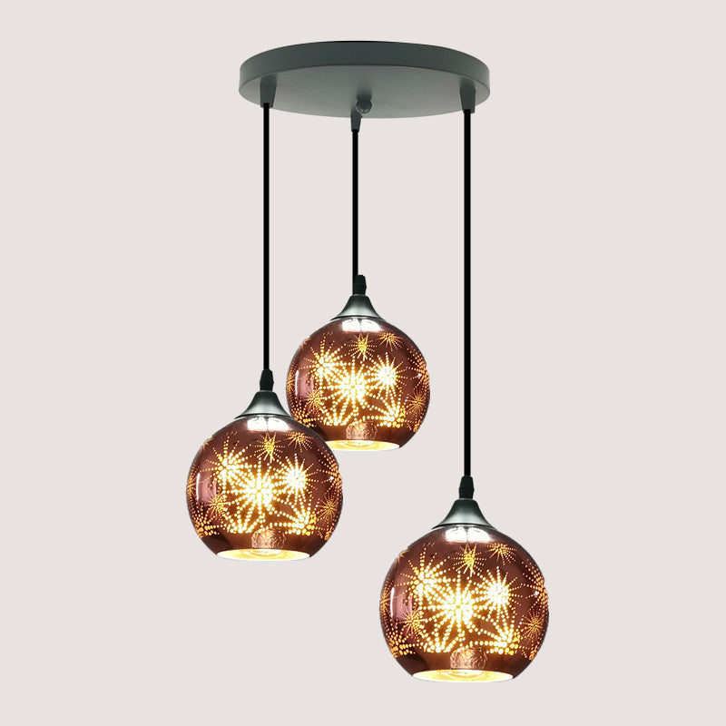 Globe Hanging Ceiling Light Modernist Firework Glass Bronze Suspension Lighting for Corridor Clearhalo 'Ceiling Lights' 'Chandeliers' 'Glass shade' 'Glass' 'Modern Pendants' 'Modern' 'Pendant Lights' 'Pendants' Lighting' 2025790