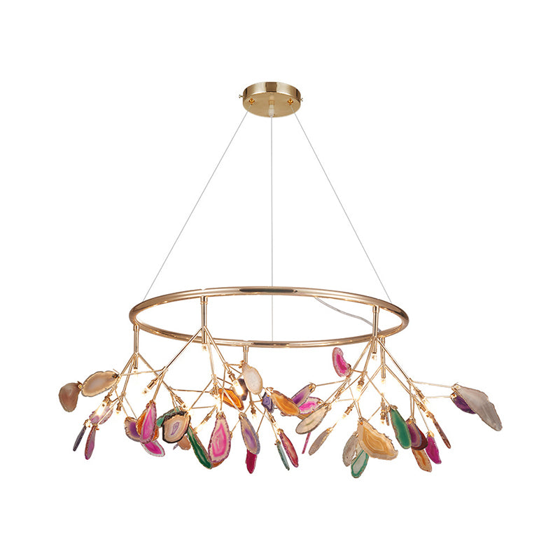 Leaf Agate Pendant Chandelier Modernist LED Gold Hanging Light Fixture for Living Room Clearhalo 'Ceiling Lights' 'Chandeliers' 'Modern Chandeliers' 'Modern' Lighting' 2026316