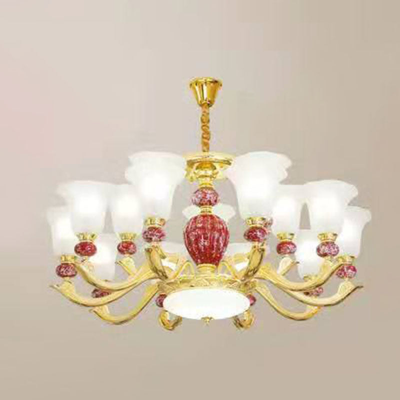 Frosted Glass Morning Glory Hanging Lamp Minimal Chandelier Light Fixture for Living Room Clearhalo 'Ceiling Lights' 'Chandeliers' 'Modern Chandeliers' 'Modern' Lighting' 2029932