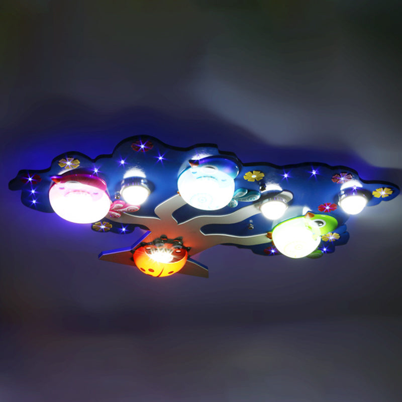 Bird Bedroom Flush Mount Fixture Resin LED Cartoon Flush Ceiling Light with Tree Decor Clearhalo 'Ceiling Lights' 'Close To Ceiling Lights' 'Close to ceiling' 'Flush mount' Lighting' 2030829