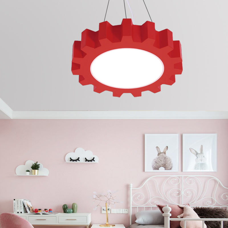Creative Gear Pendant Light Acrylic Candy Colored LED Suspension Light for Kindergarten Red Clearhalo 'Ceiling Lights' 'Pendant Lights' 'Pendants' Lighting' 203588_7497cf2a-8b05-4a99-aa87-4ba3cf9b9f5b