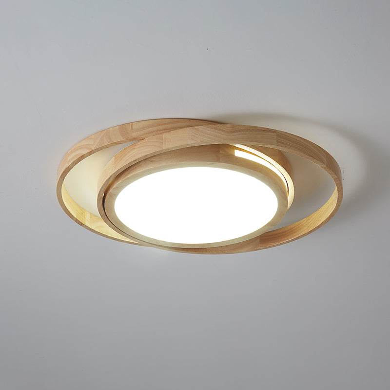 Rings Wooden LED Flush Ceiling Light Nordic Beige Flush Mount Lighting Fixture for Bedroom Clearhalo 'Ceiling Lights' 'Close To Ceiling Lights' 'Close to ceiling' 'Flush mount' Lighting' 2038477