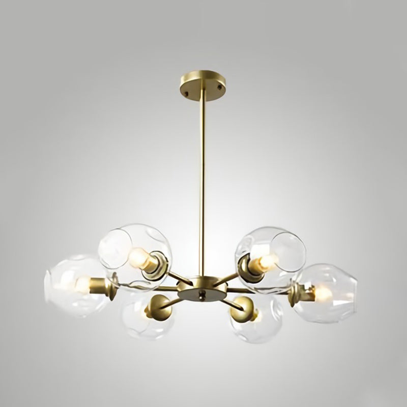 Cup Shade Ceiling Chandelier Nordic Gradient Dimpled Glass Suspension Pendant Light for Living Room Clearhalo 'Ceiling Lights' 'Chandeliers' 'Glass shade' 'Glass' 'Modern Chandeliers' 'Modern' Lighting' 2039513