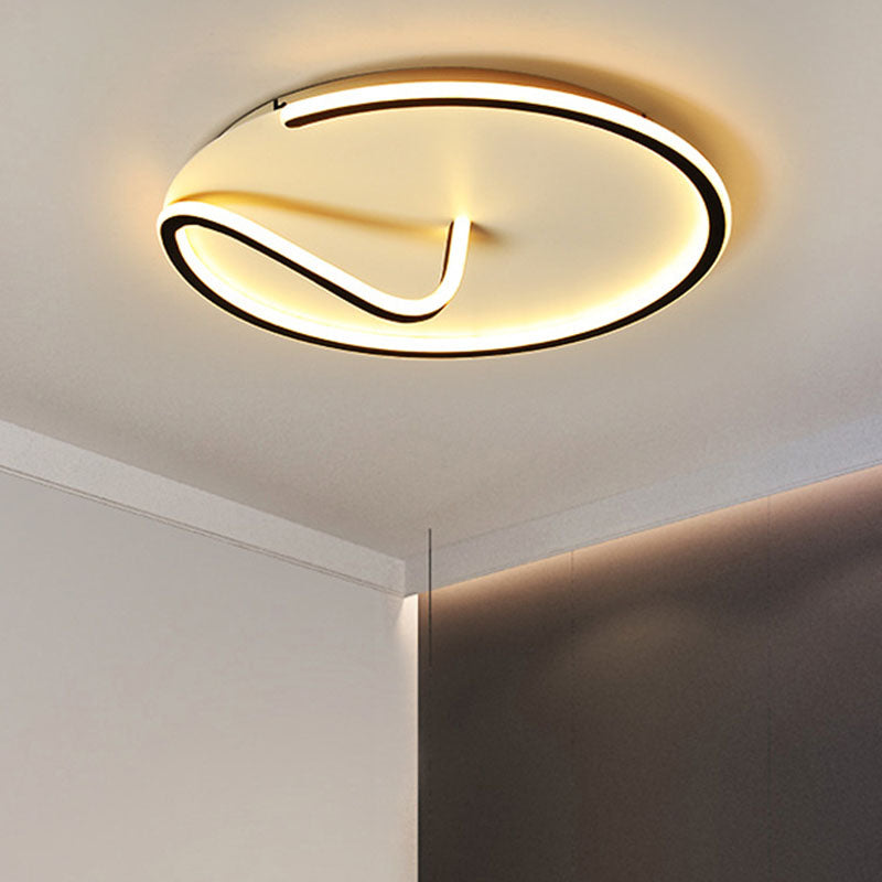 Metal Geometric Line Flush Mount Lighting Simple Black and White LED Flush Mount for Living Room Clearhalo 'Ceiling Lights' 'Close To Ceiling Lights' 'Close to ceiling' 'Flush mount' Lighting' 2046522