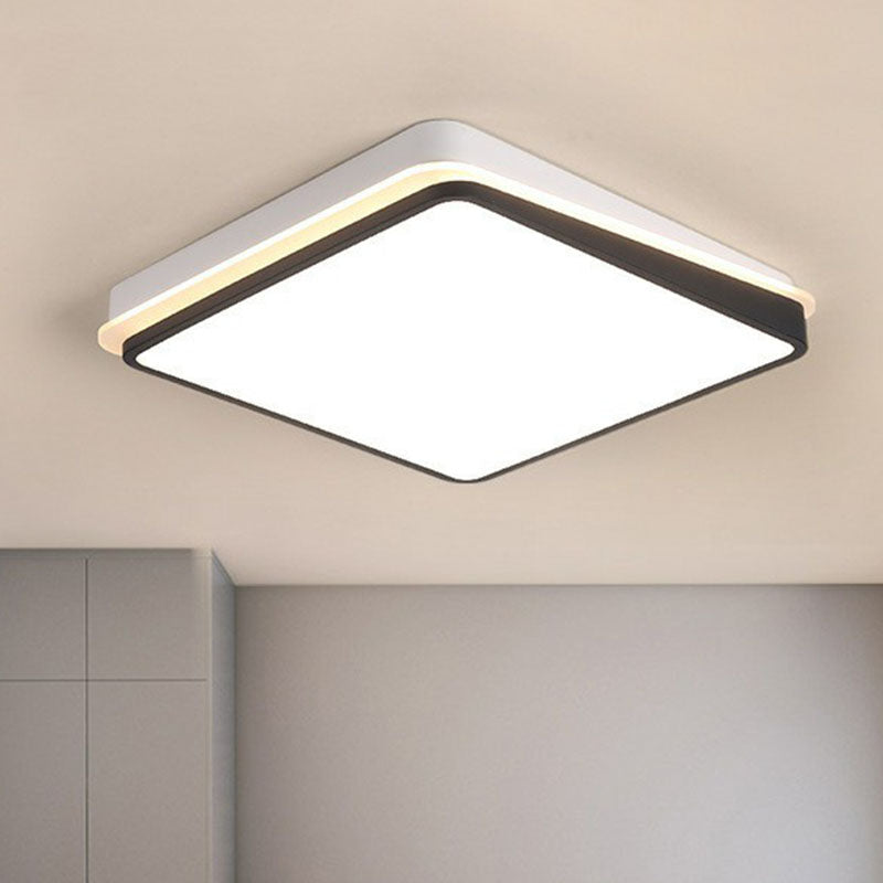Quadrilateral Metal Flush Mount Lighting Minimalist Black and White LED Flush Mount Fixture Clearhalo 'Ceiling Lights' 'Close To Ceiling Lights' 'Close to ceiling' 'Flush mount' Lighting' 2046580