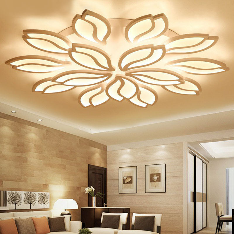 Acrylic Leaf Semi Flush Light Artistic White LED Flush Ceiling Light Fixture for Living Room Clearhalo 'Ceiling Lights' 'Close To Ceiling Lights' 'Close to ceiling' 'Semi-flushmount' Lighting' 2046653