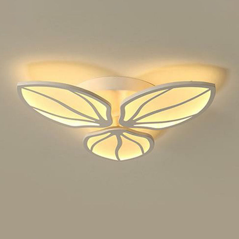 Foliage Acrylic LED Flush Mount Fixture Contemporary White Semi Flush Ceiling Light for Bedroom Clearhalo 'Ceiling Lights' 'Close To Ceiling Lights' 'Close to ceiling' 'Semi-flushmount' Lighting' 2046684