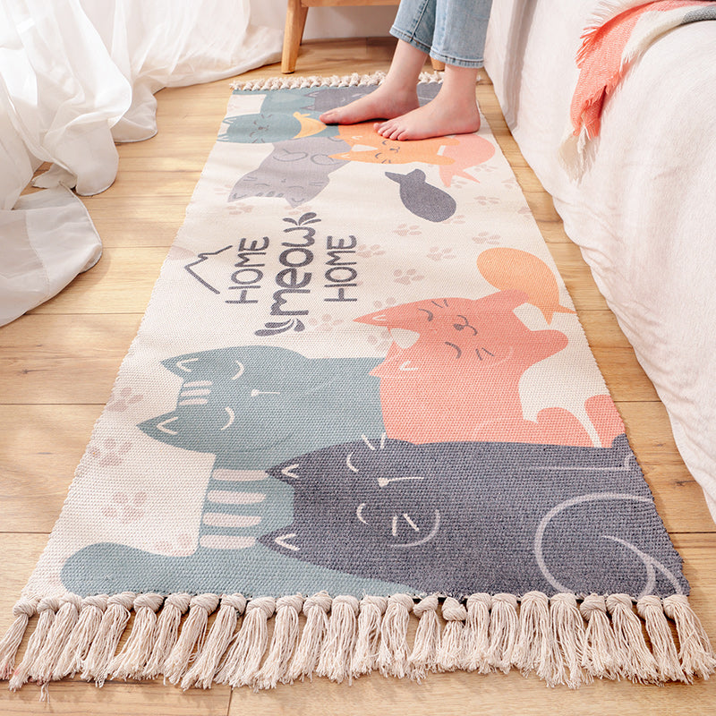Cartoon Animal Patterned Rug Colorful Cotton Rug Washable Pet Friendly Rug for Nursery Pink Clearhalo 'Area Rug' 'Rug' 2047173