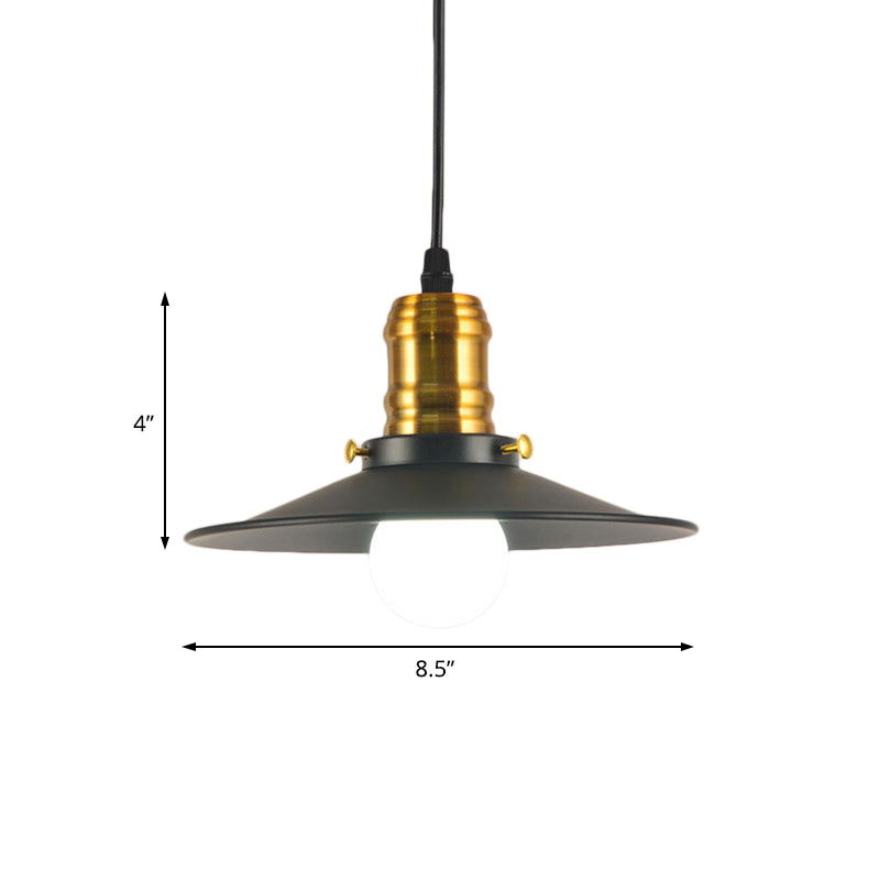 8.5"/10" Wide Saucer Living Room Light Fixture Industrial Wrought Iron 1-Light Black Hanging Pendant Light Clearhalo 'Art Deco Pendants' 'Black' 'Cast Iron' 'Ceiling Lights' 'Ceramic' 'Crystal' 'Industrial Pendants' 'Industrial' 'Metal' 'Middle Century Pendants' 'Pendant Lights' 'Pendants' 'Rustic Pendants' 'Tiffany' Lighting' 204773