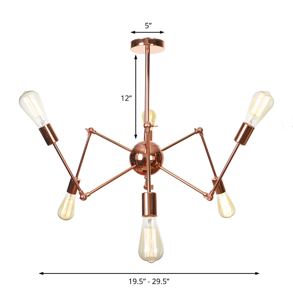 Copper Sputnik Pendant Chandelier Rustic Metal 6/8/10 Lights Indoor Pendant Light Fixture Clearhalo 'Cast Iron' 'Ceiling Lights' 'Chandeliers' 'Industrial Chandeliers' 'Industrial' 'Metal' 'Middle Century Chandeliers' 'Rustic Chandeliers' 'Tiffany' Lighting' 205051