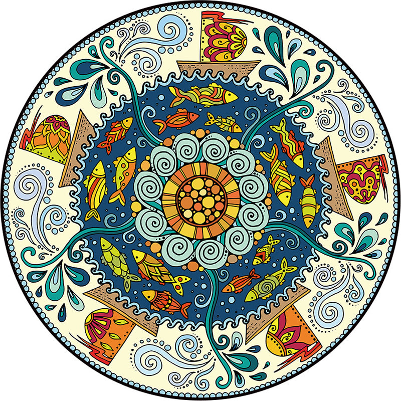 Ethnic Moroccan Style Rug Multi-Color Floral Rug Pet Friendly Anti-Slip Stain Resistant Carpet for Living Room Yellow Clearhalo 'Area Rug' 'Moroccan' 'Rugs' Rug' 2058746