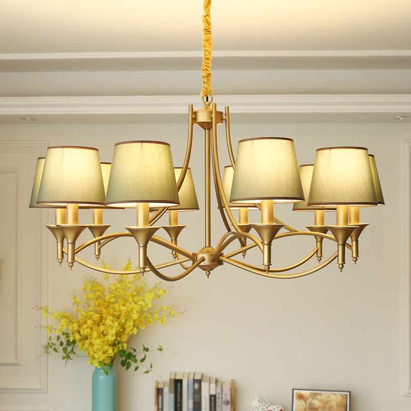 Tapered Drum Shape Fabric Ceiling Lighting Modern Green Hanging Light for Living Room Clearhalo 'Ceiling Lights' 'Chandeliers' 'Modern Chandeliers' 'Modern' Lighting' 2063634