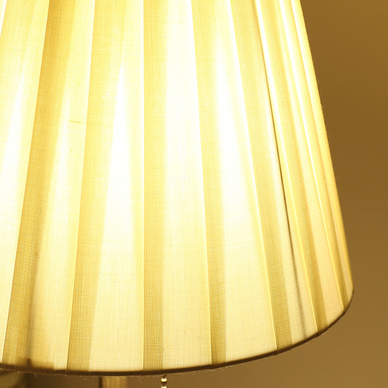 Artistic Pleated Empire Shade Table Lamp Fabric 1 Bulb Bedroom Nightstand Light with Pull Chain Clearhalo 'Lamps' 'Table Lamps' Lighting' 2063706