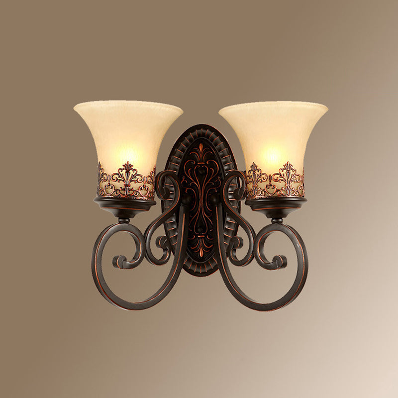 Bell Shade Frosted Glass Wall Mount Light Retro Corridor Wall Lighting for Bedroom 2.0 Copper Clearhalo 'Wall Lamps & Sconces' 'Wall Lights' Lighting' 2091547