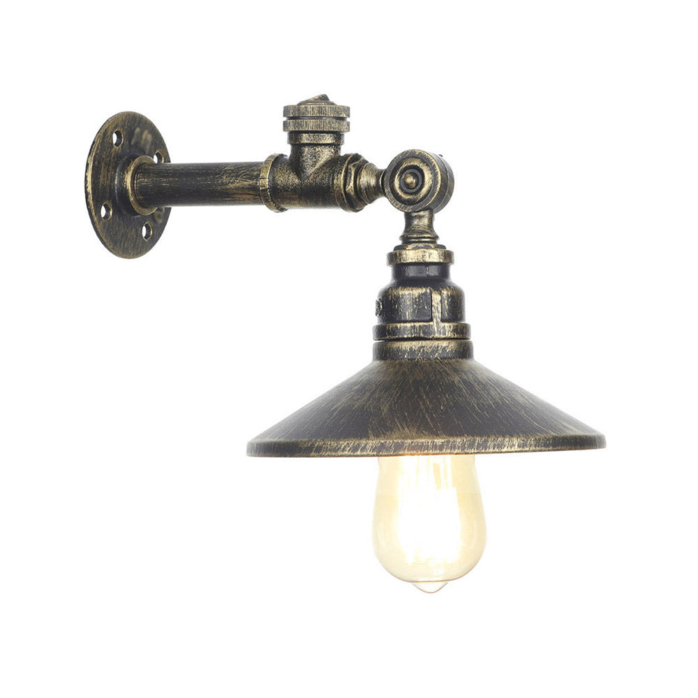 1 Light Wide Flare Wall Lamp Industrial Black/Bronze/Antique Brass Metal Sconce Light Fixture for Bedroom Clearhalo 'Art deco wall lights' 'Cast Iron' 'Glass' 'Industrial wall lights' 'Industrial' 'Middle century wall lights' 'Modern' 'Rustic wall lights' 'Tiffany' 'Traditional wall lights' 'Wall Lamps & Sconces' 'Wall Lights' Lighting' 209427