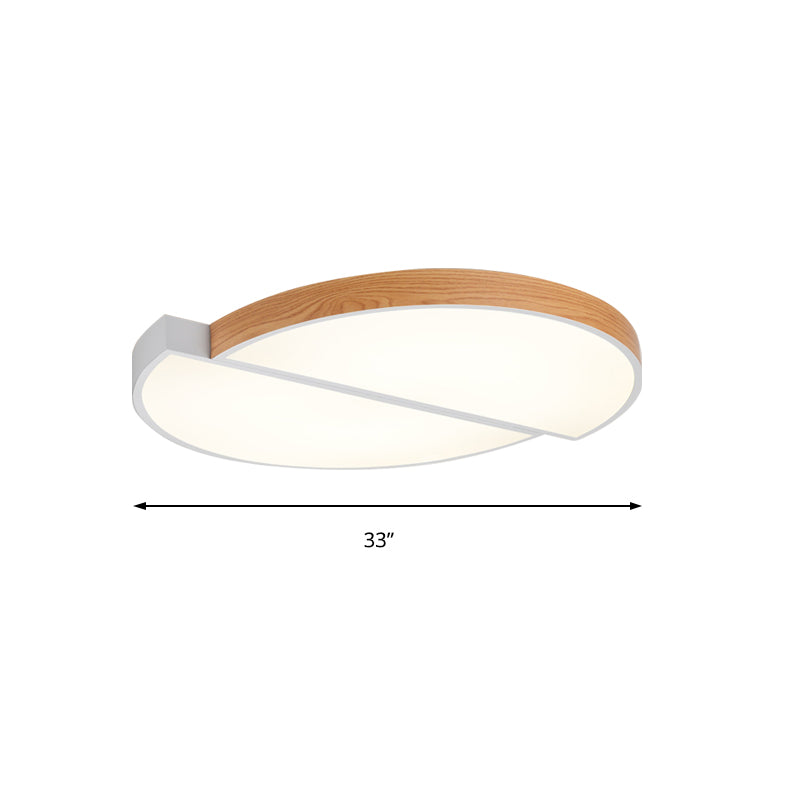 20.5"/33" Dia Circle Flush Mount Contemporary Wood White LED Flush Mount Lamp in White/Warm Light Clearhalo 'Ceiling Lights' 'Close To Ceiling Lights' 'Close to ceiling' 'Flush mount' Lighting' 210542