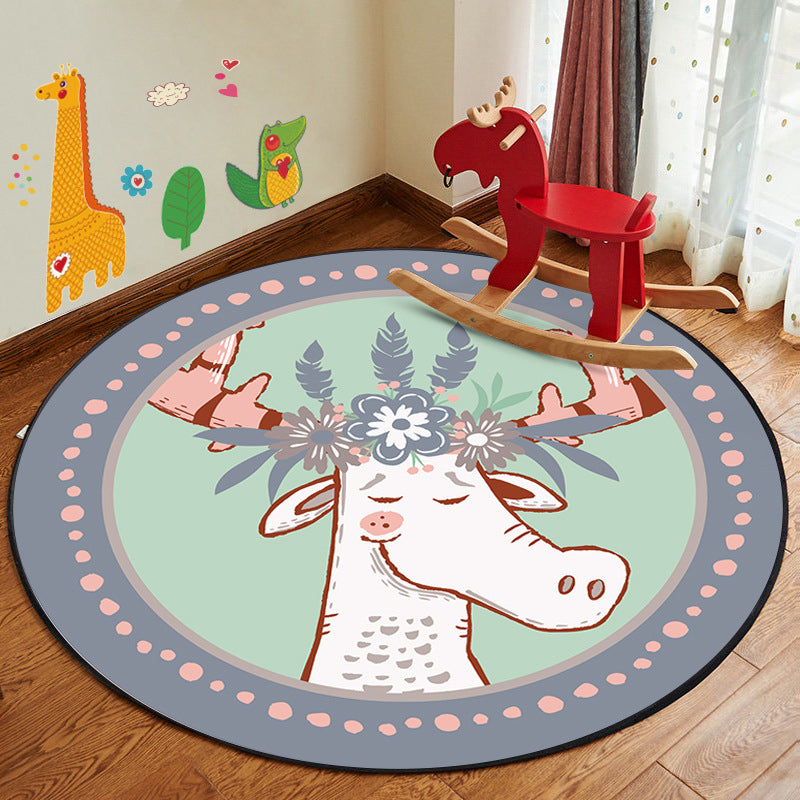 Kids Style Nursery Foot Rug Multi Color Cartoon Rug Synthetics Pet Friendly Anti-Slip Backing Machine Washable Carpet Green Clearhalo 'Area Rug' 'Rug' 2105885