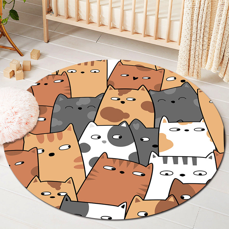 Kids Style Baby Room Rug Multi Color Comics Animal Area Carpet Synthetics Stain Resistant Washable Anti-Slip Rug Orange Clearhalo 'Area Rug' 'Rug' 2106066